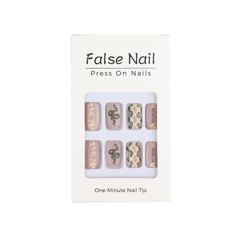 Lavender Snake Print Press-On Nails – Square Acrylic False Nails