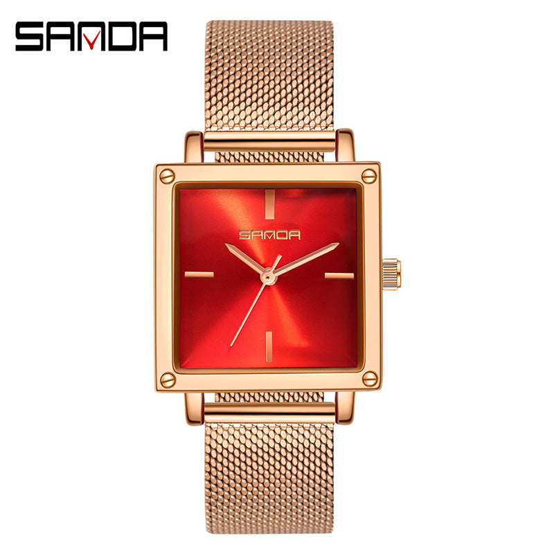 Sanda Women’s Mesh Quartz Watch – Waterproof Small Dial Casual Fashion Watch