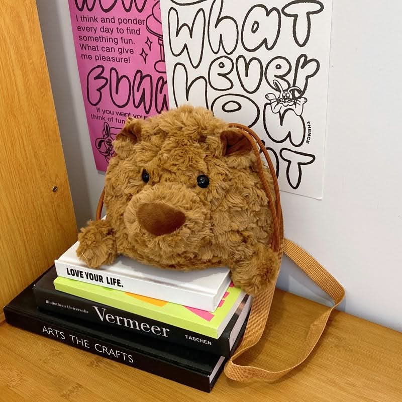 Cute Plush Bear Shoulder Bag – Multi-Function Backpack & Toy Doll Bag