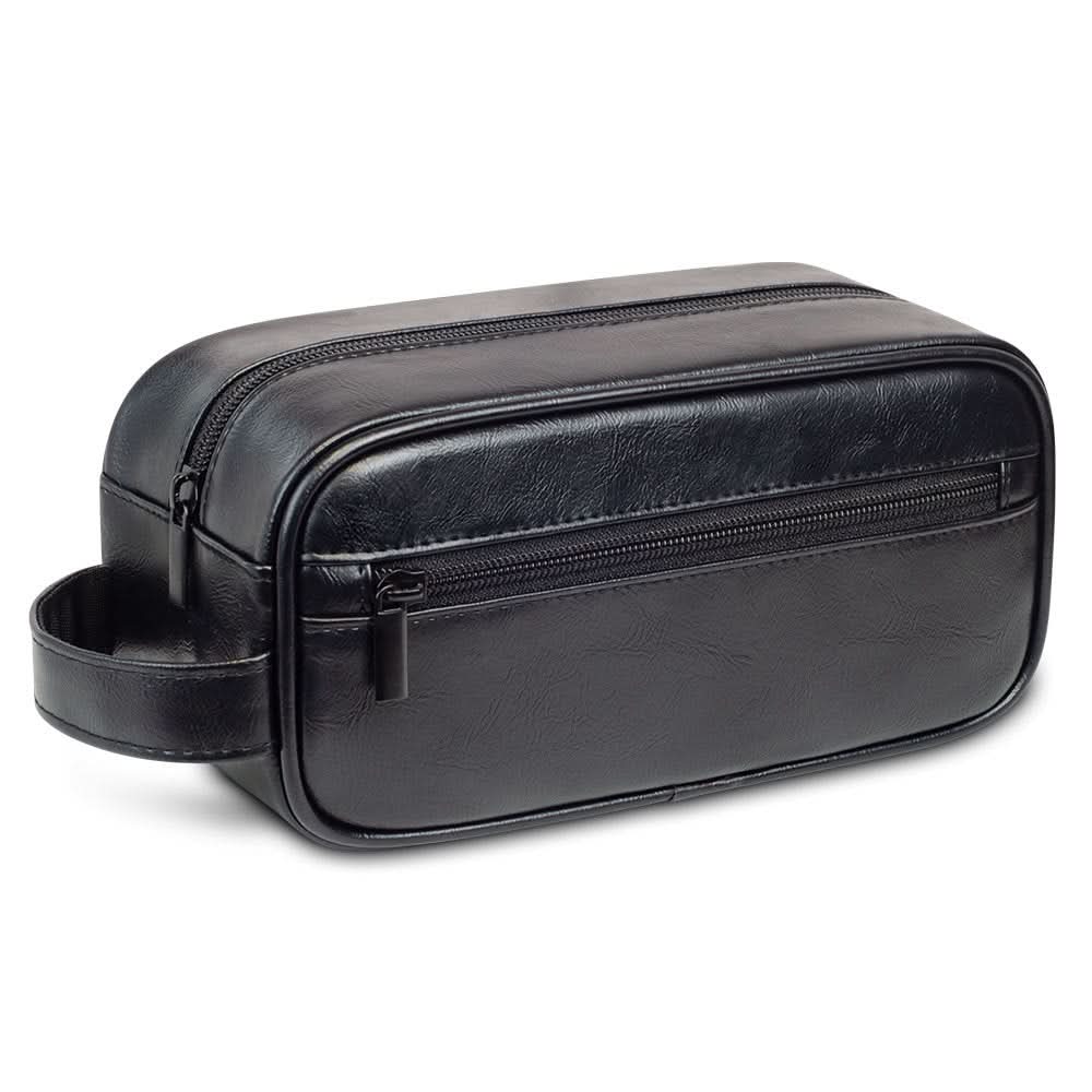 Men's Waterproof PU Leather Toiletry Bag - Travel Storage Organizer