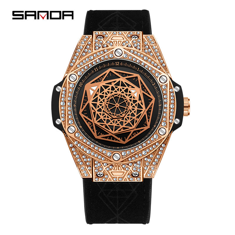 SANDA Men’s Diamond Automatic Watch – Luminous Waterproof Mechanical Watch