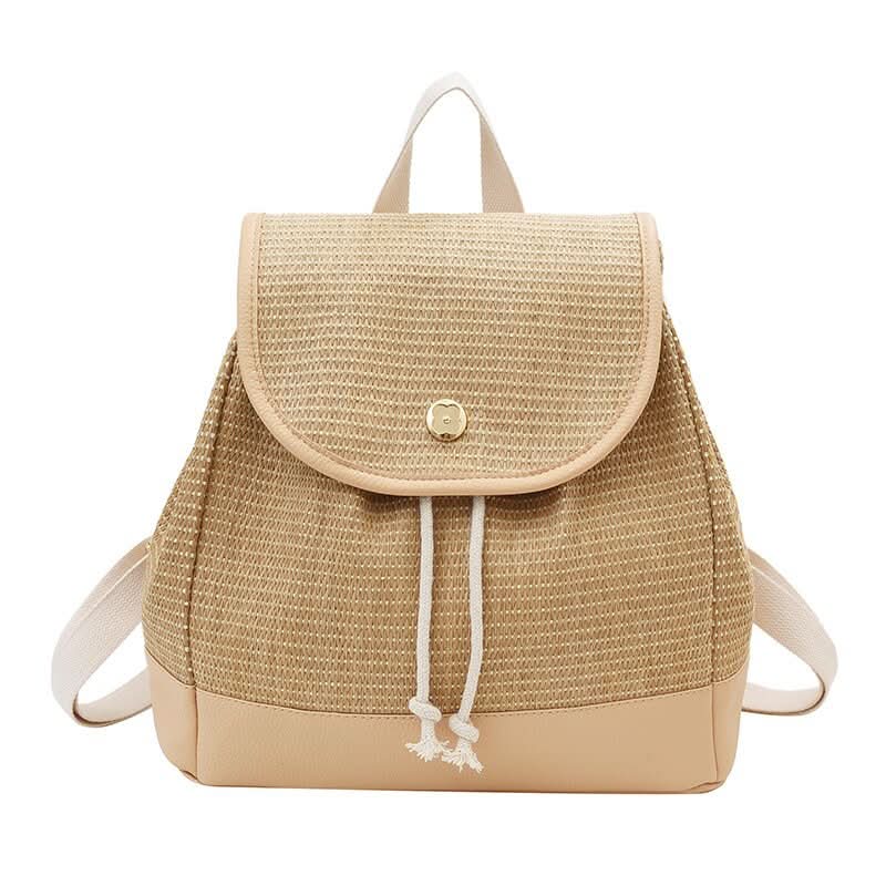 Women's Woven Fabric Backpack – Stylish Lightweight Travel & Beach Bag