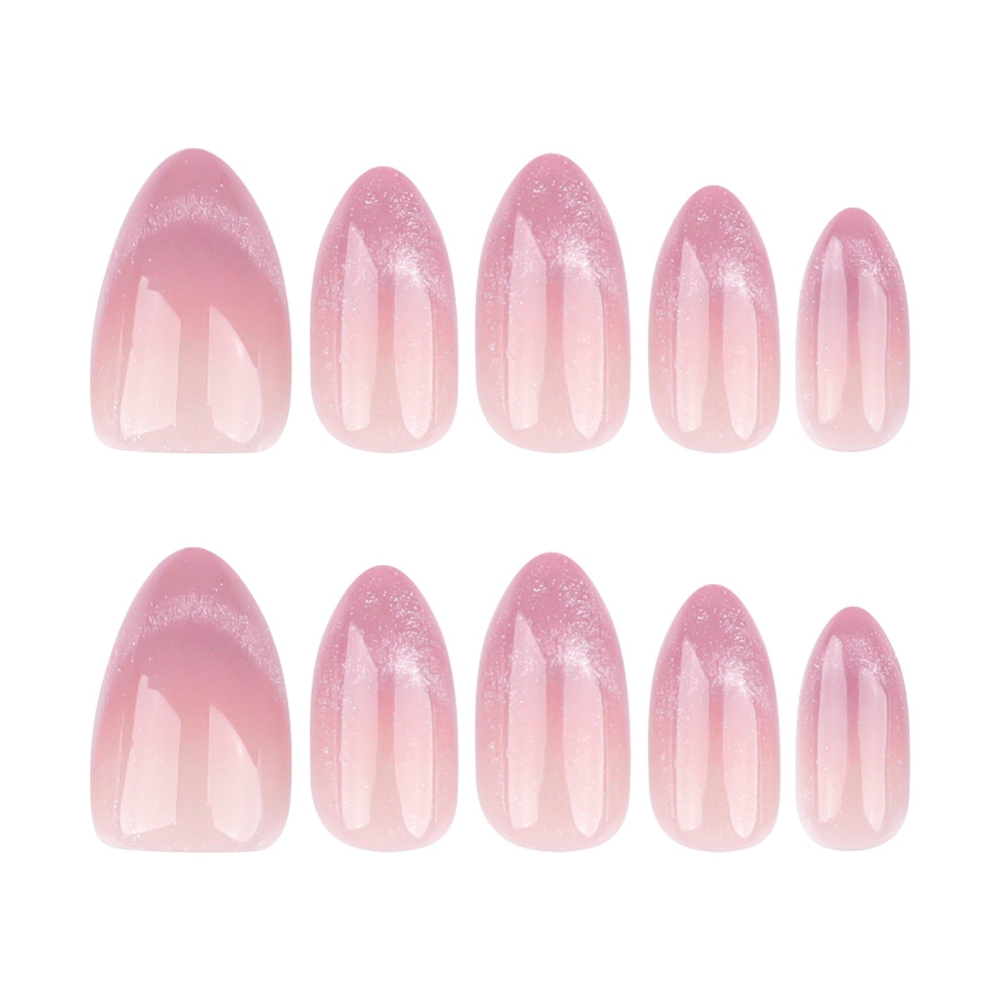 Glossy Pink Ombre Press-On Nails – Elegant Oval Acrylic Glue-On Tips