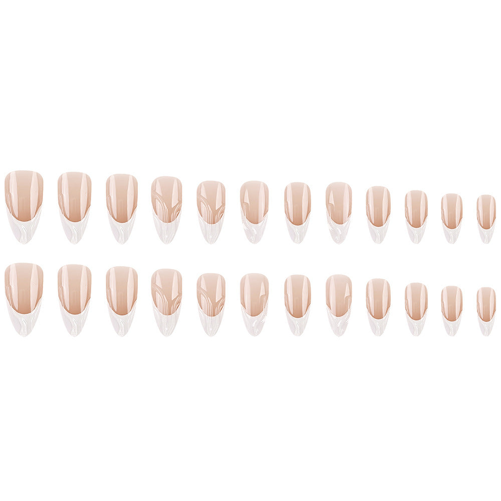 White French Stiletto Press-On Nails – Medium Glue-On Acrylic with 3D Sharp Tip
