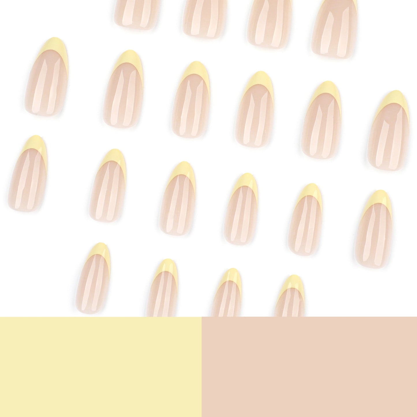 Minimalist Nude Yellow French Tip Press-On Nails – Classic Oval Glue-On Manicure