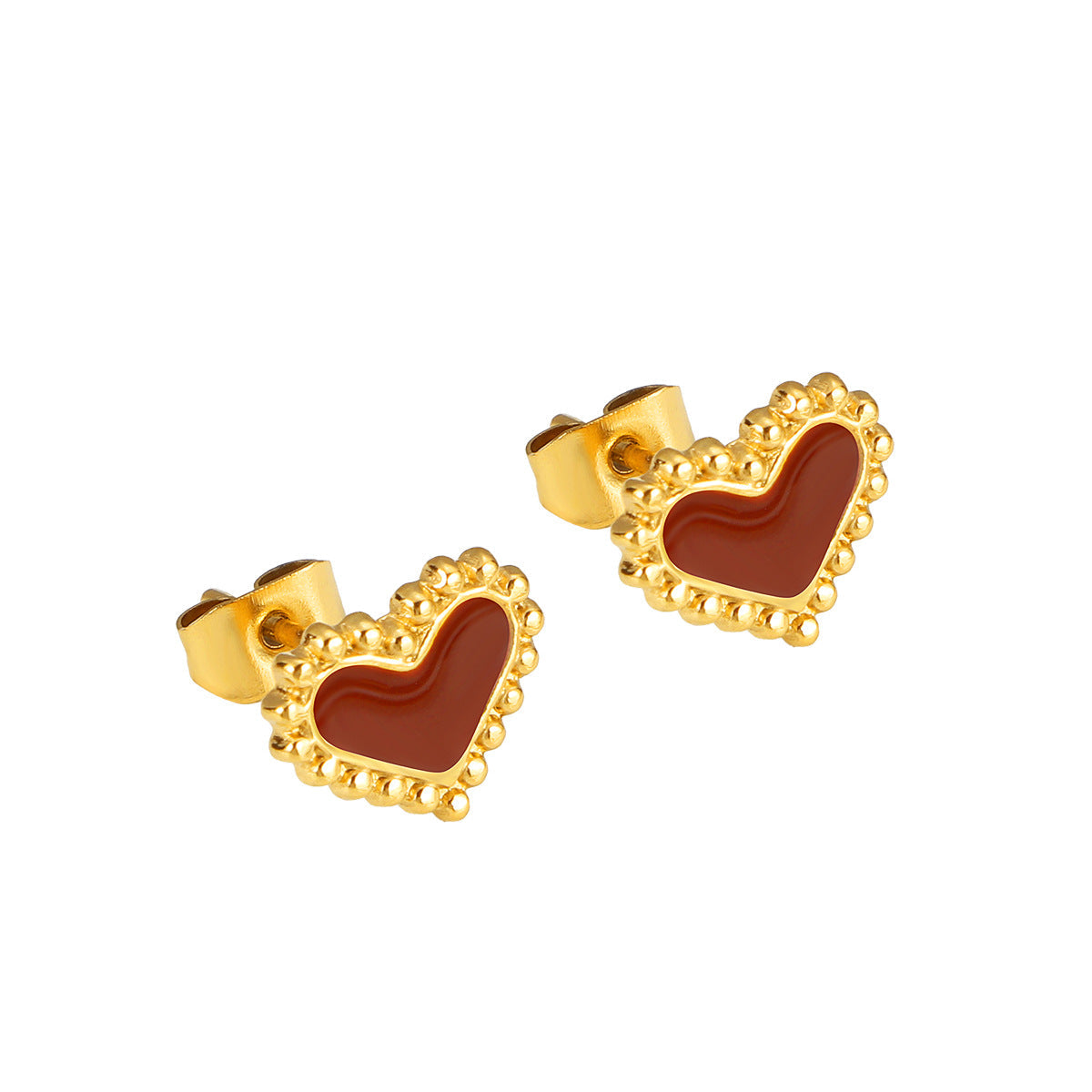 Retro Red Heart Drop Earrings – Titanium Steel Fashion Jewelry