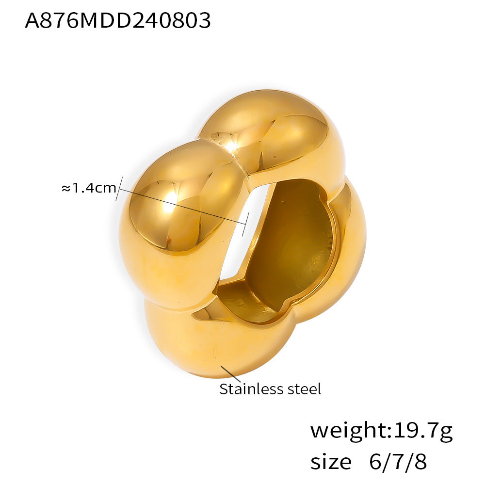 Bold Puffy Geometric Gold & Silver Ring – Stainless Steel Statement Jewelry