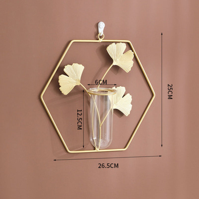 Nordic Gold Hydroponic Wall Vase – Modern Ginkgo Leaf Wall Decor