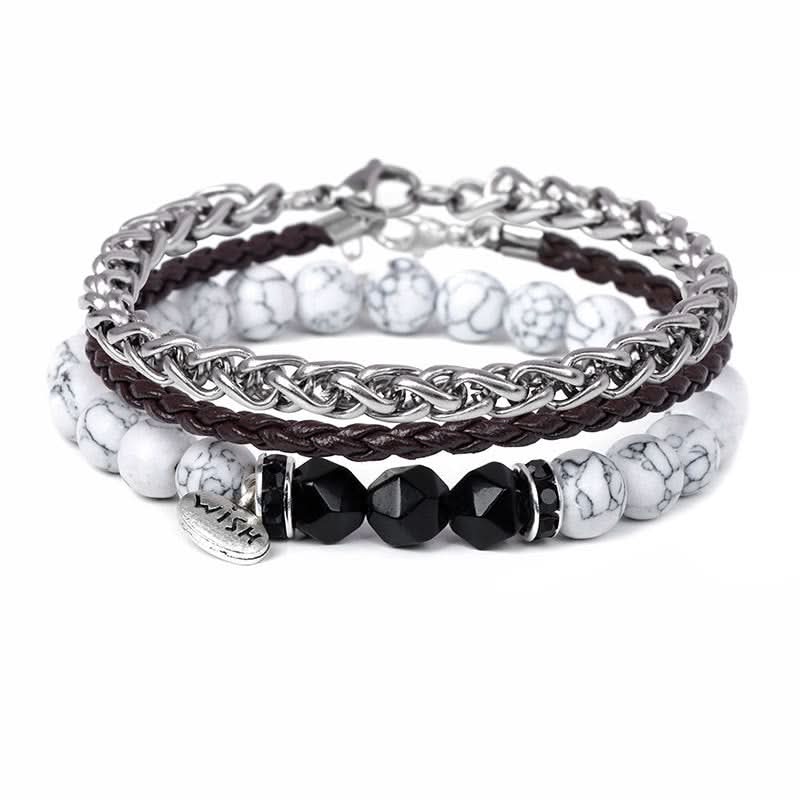 Men’s Retro 3-Piece Bracelet Set – Stylish Layered Design