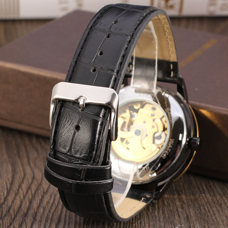 T-Winner Men’s Skeleton Automatic Watch – Mechanical Timepiece with Transparent Dial