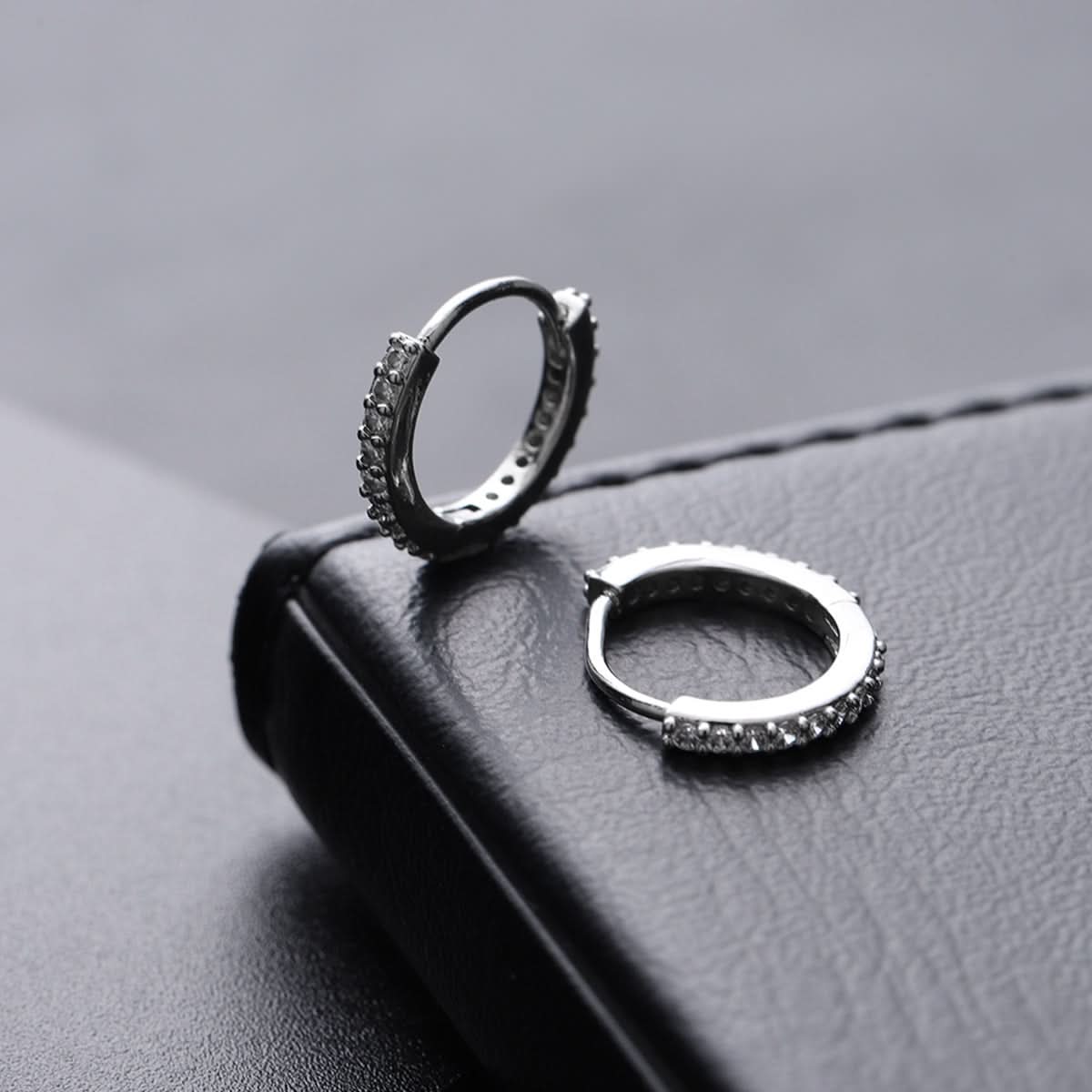 Men’s Trendy Zircon Hoop Earrings - Round Crystal Jewelry