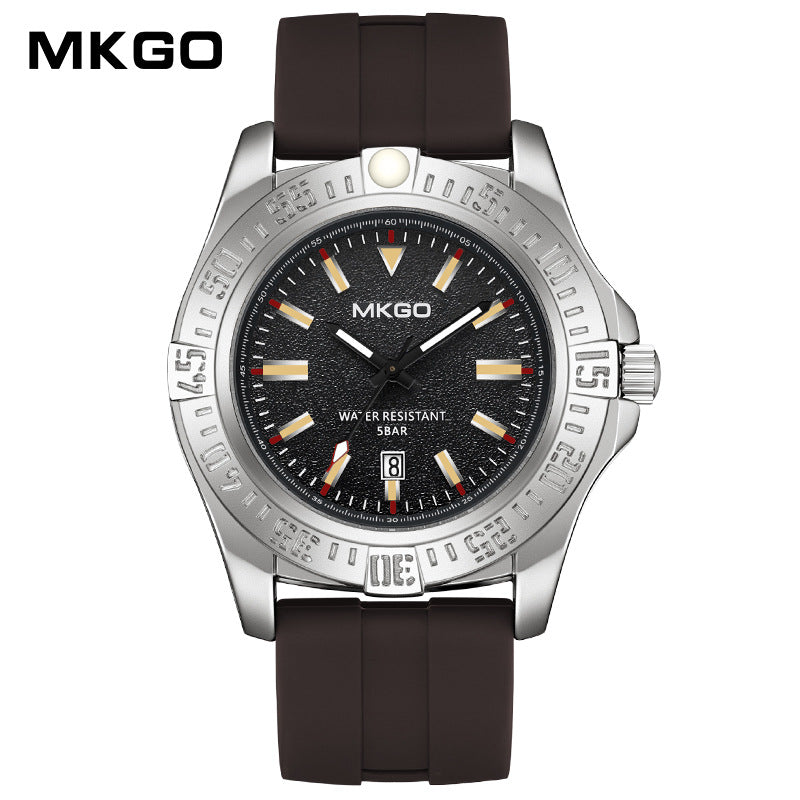 MKGO Men’s Quartz Watch with Calendar – Waterproof Silicone Strap Sport Timepiece