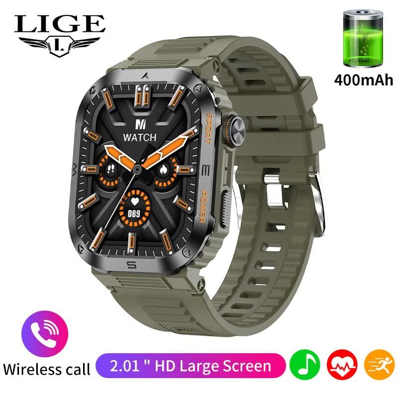 Men’s Square Dial Smartwatch – Heart Rate & Sleep Monitor, Multi-Function Fitness Watch