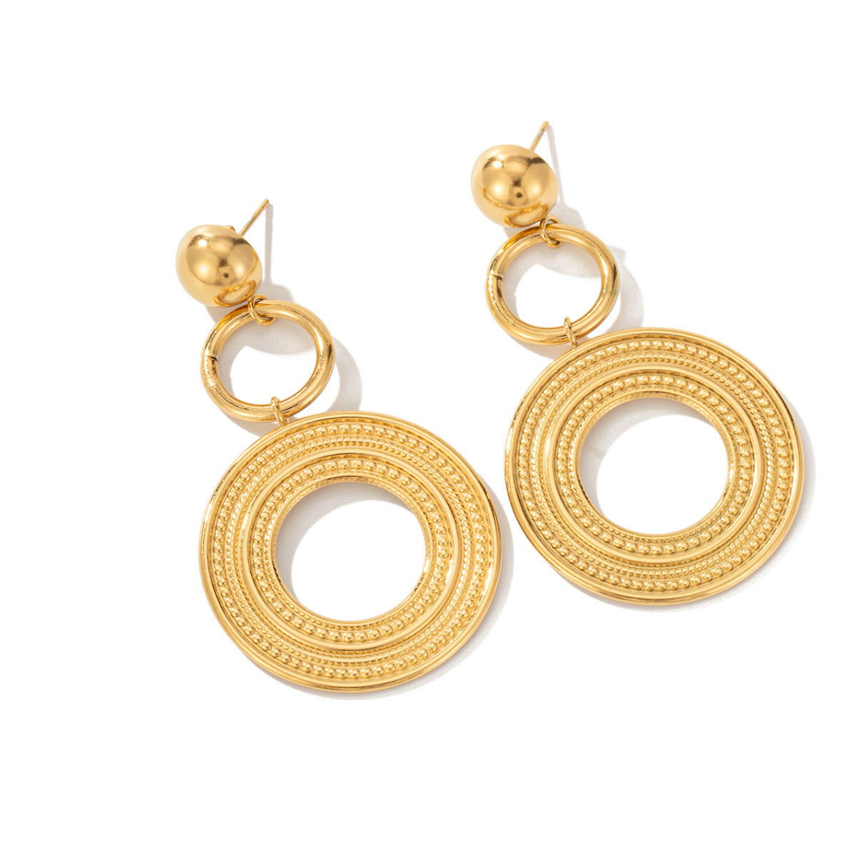 Gold Tassel Drop Earrings – Titanium Steel Multi-Layered Statement Jewelry for Women