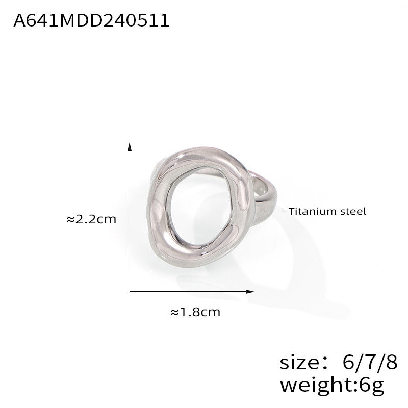 Gold & Silver Titanium Steel Abstract Loop Ring – Modern Minimal Women’s Jewelry