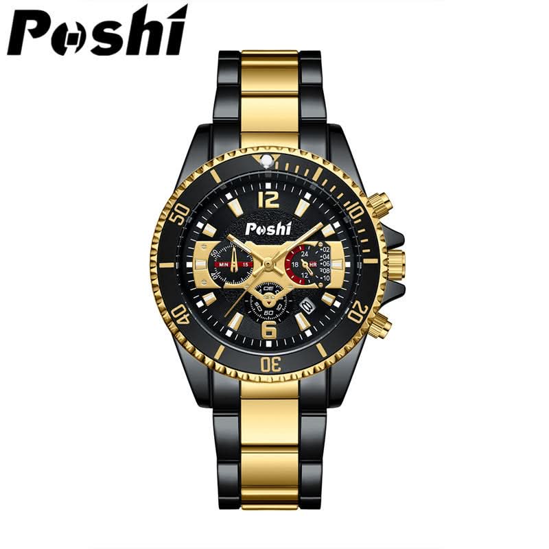 Men’s Stainless Steel Quartz Watch – Luminous Dial, Calendar