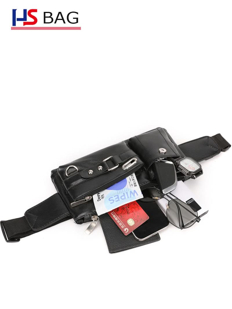 Men's PU Leather Chest and Waist Bag – Multi-Layer