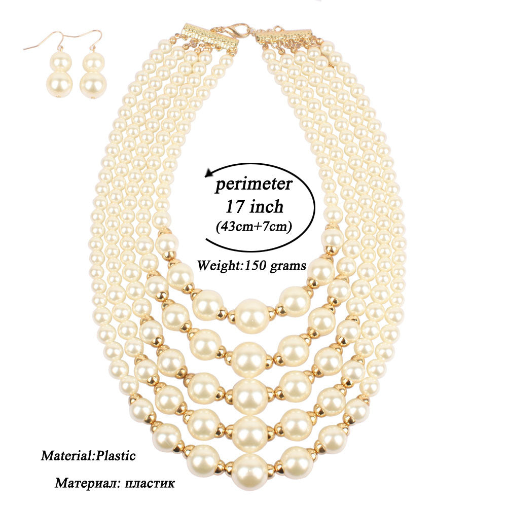 Multi-Layer Pearl Choker Necklace – Retro Beaded Statement Jewelry for Women