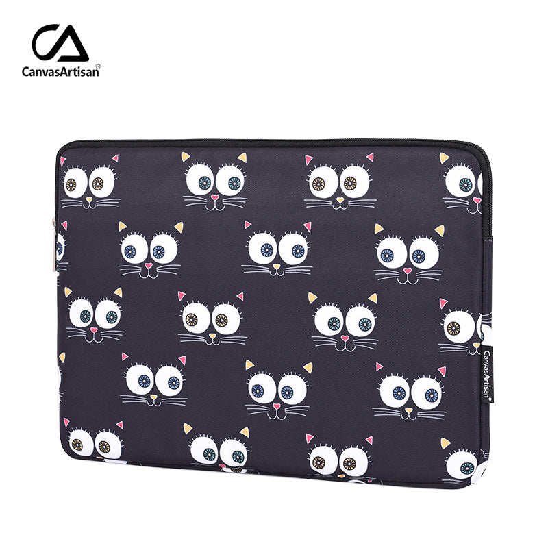Laptop Sleeve with Cartoon Cat Faces Print – Protective Case for HP & More 11-15 inch