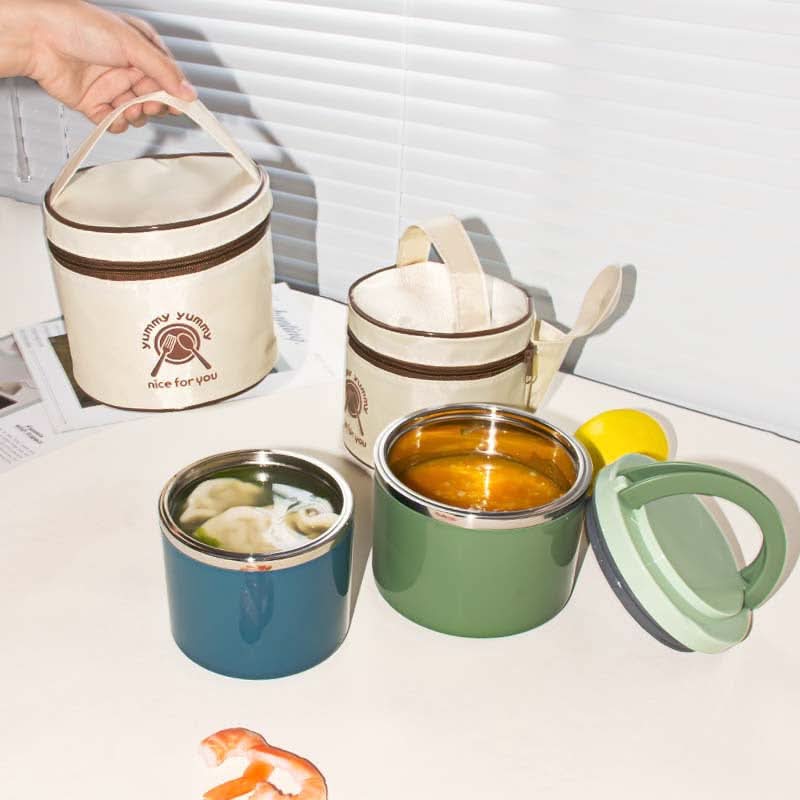 Insulated Stainless Steel Round Lunch Box – Thermal Food Container for Adults