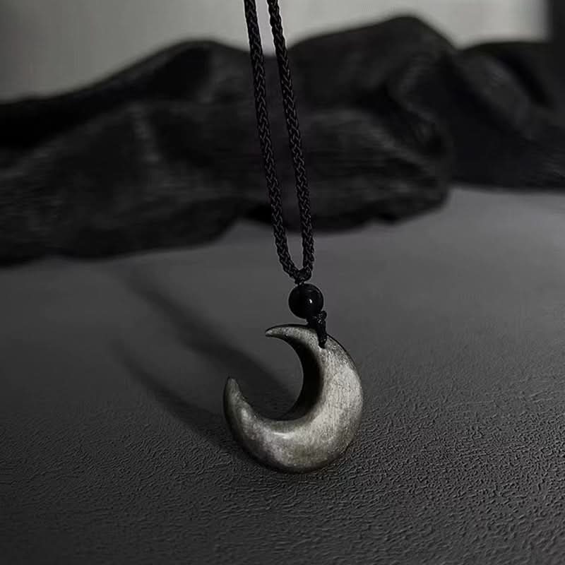Men’s Crescent Moon Necklace – Handwoven Lanyard
