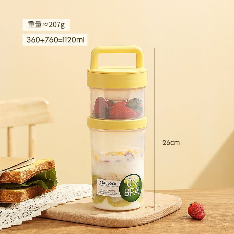 Portable Yogurt & Snack Double-Layer Oatmeal & Salad Cup - 920-1120ml