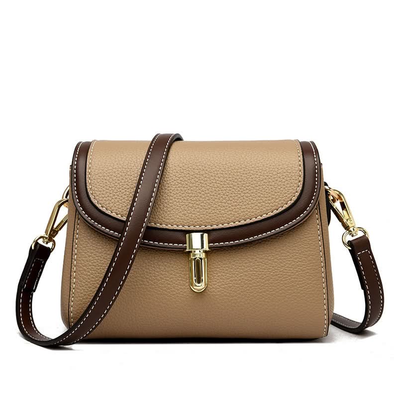 Women's Retro Small Square PU Leather Messenger Bag – With Contrast Design