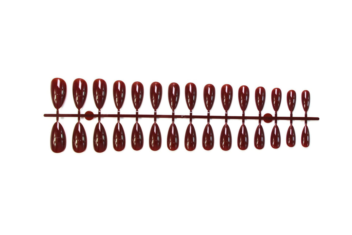 Burgundy Almond Gel Press-On Nails – Elegant Solid Glossy Nail Art, Medium Size