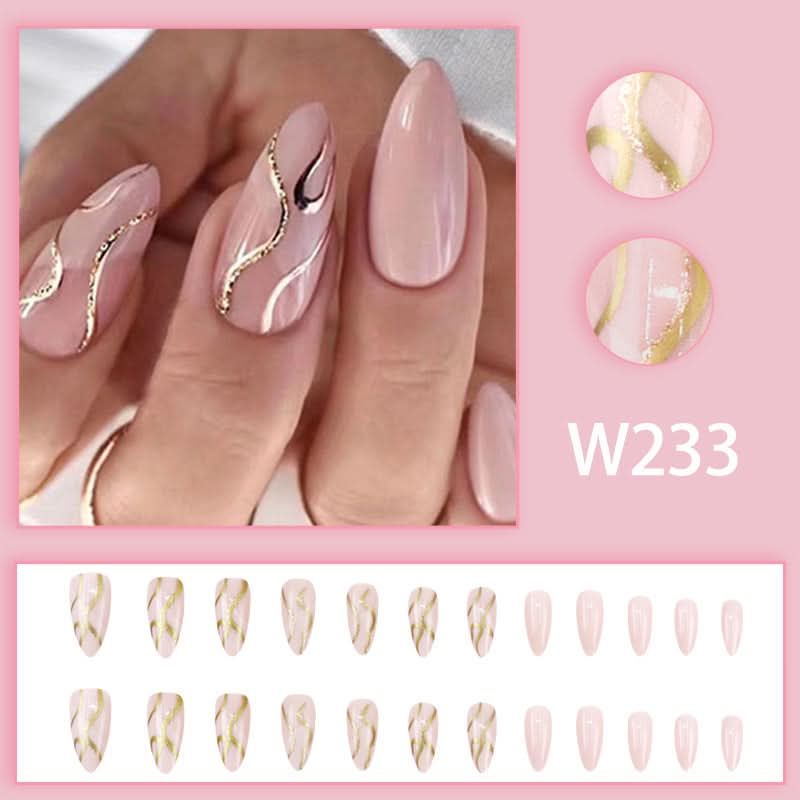 Ripple Glitter Almond Nails – Fashionable & Detachable