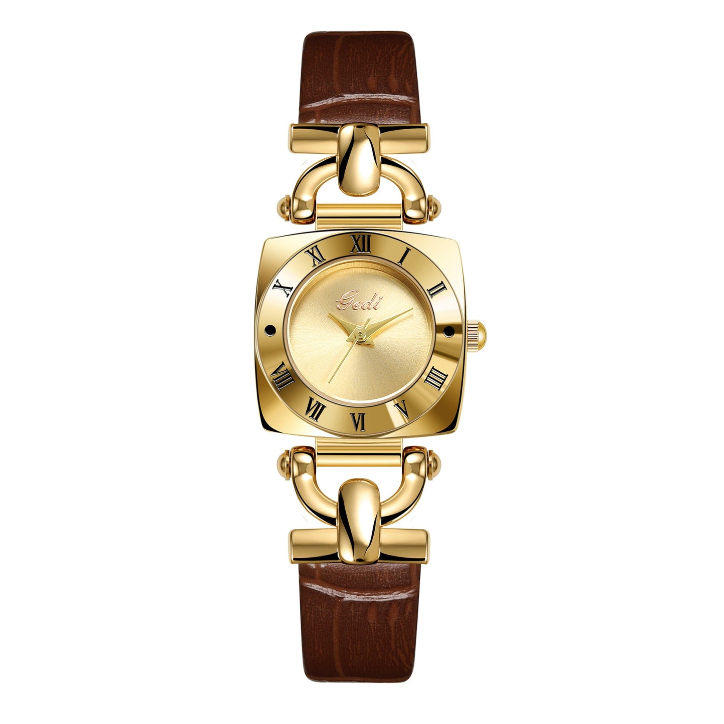 Luxury Quartz Watch – Retro Square Dial High-End Women’s Gold Belt Wristwatch