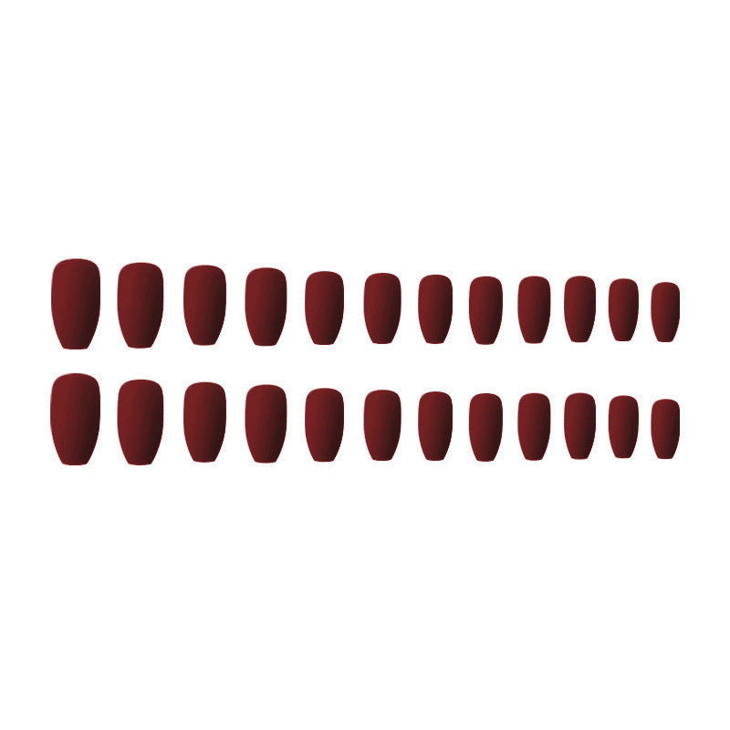 Matte Ombre Press-On Nails – Long Almond Burgundy Acrylic Nail Set