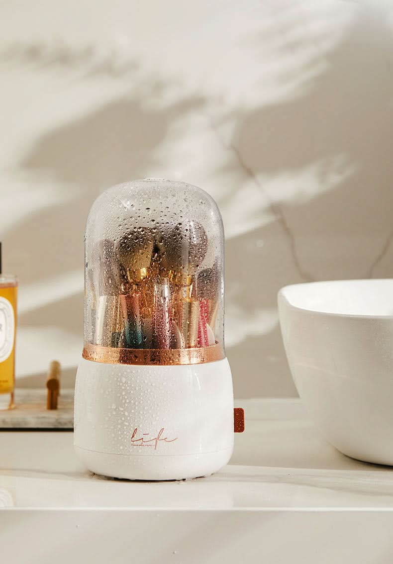 Luxury Makeup Brush Storage Bucket - Rotating Dustproof Organizer