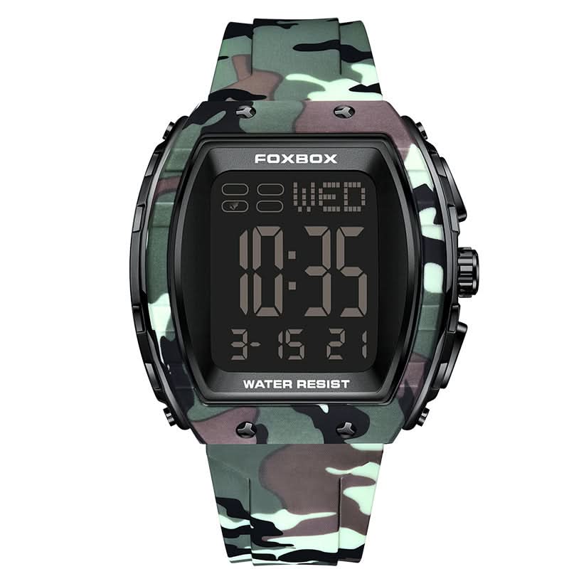 Men’s Digital Barrel Dial Watch – 50mm Large Face, Luminous Display
