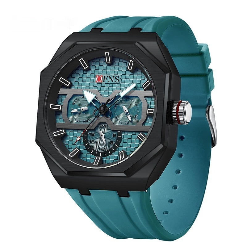 OFNS Three Eyes Six Needles Fashion Waterproof Quartz Watch For Men 8023