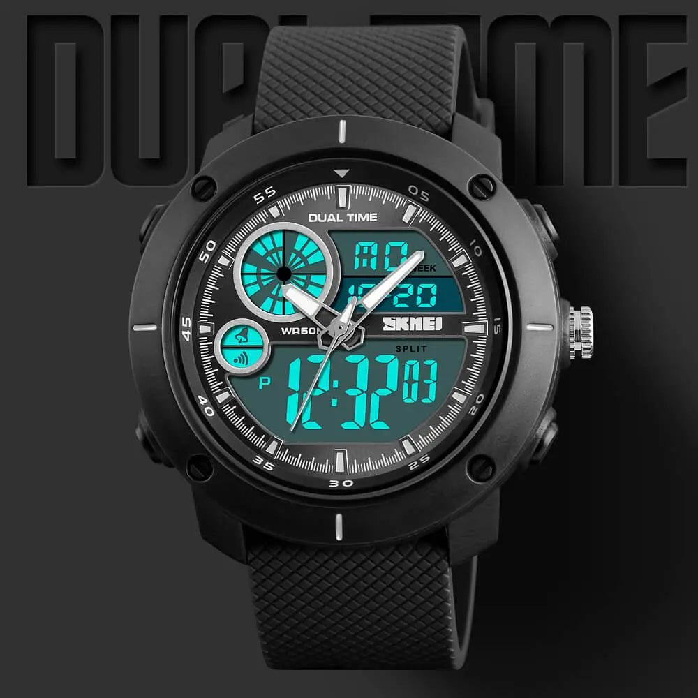 Skmei 1361 Original Analog Digital Big Dial Sport watch for Men Black