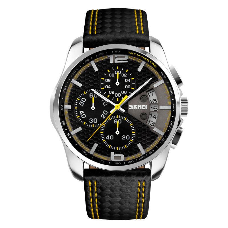 Skmei 9106 Original Leather quartz watch sports watch For Men