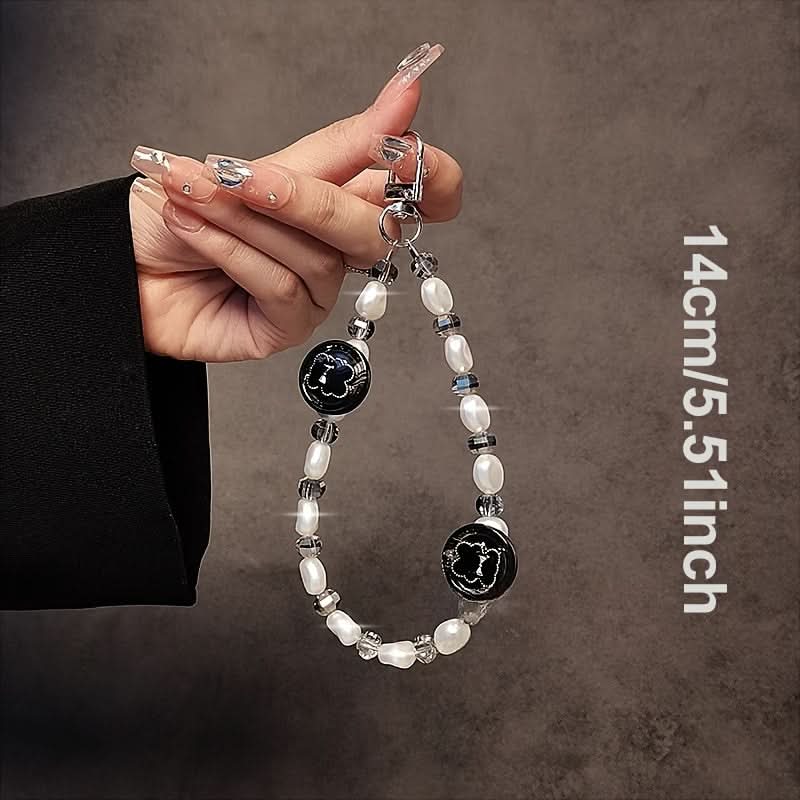 Bear Pearl Bead Phone Chain Bracelet Keychain