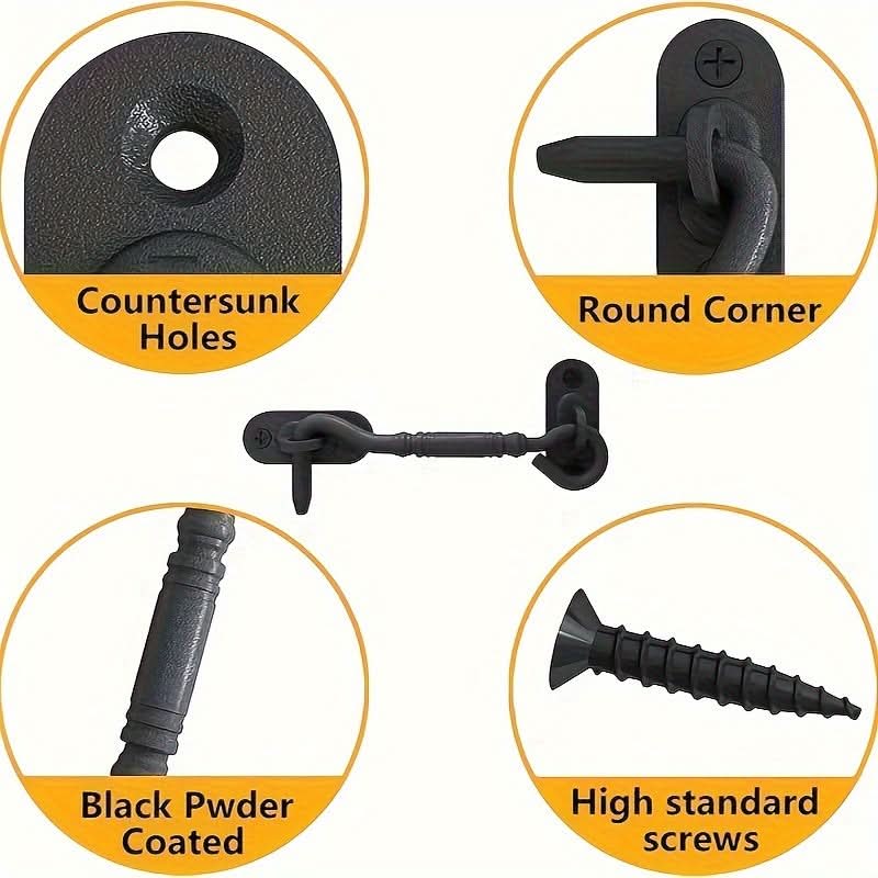 Premium Heavy-Duty Metal Sliding Barn Door Hook Latch