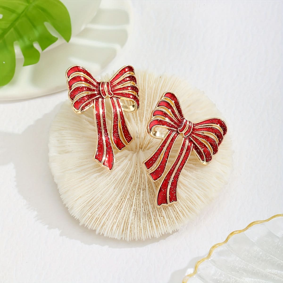 Chic Red Bowknot Alloy Stud Earrings