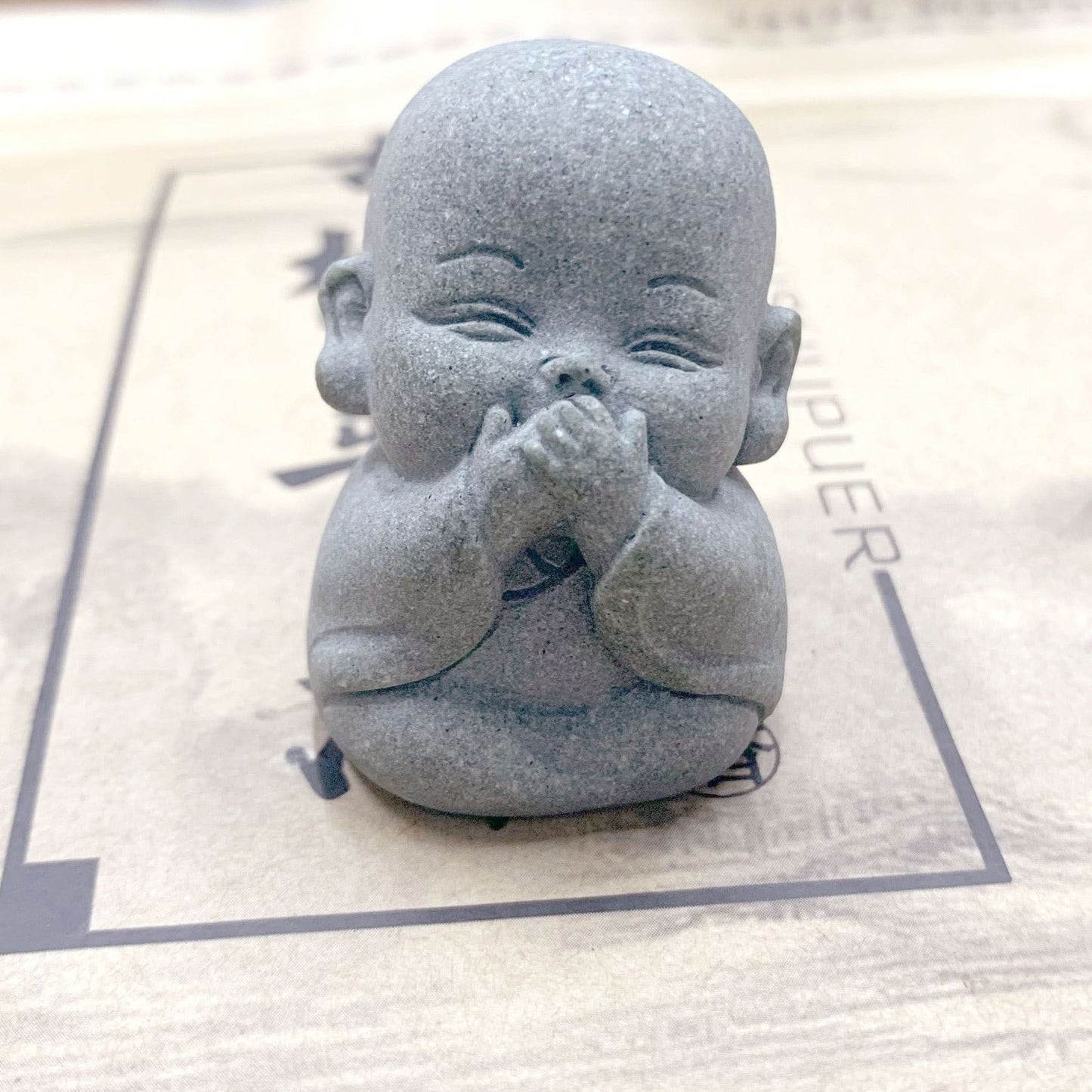 Set of 4 Mini Monk Figurines – Cute Resin Tea Pets & Home Decor