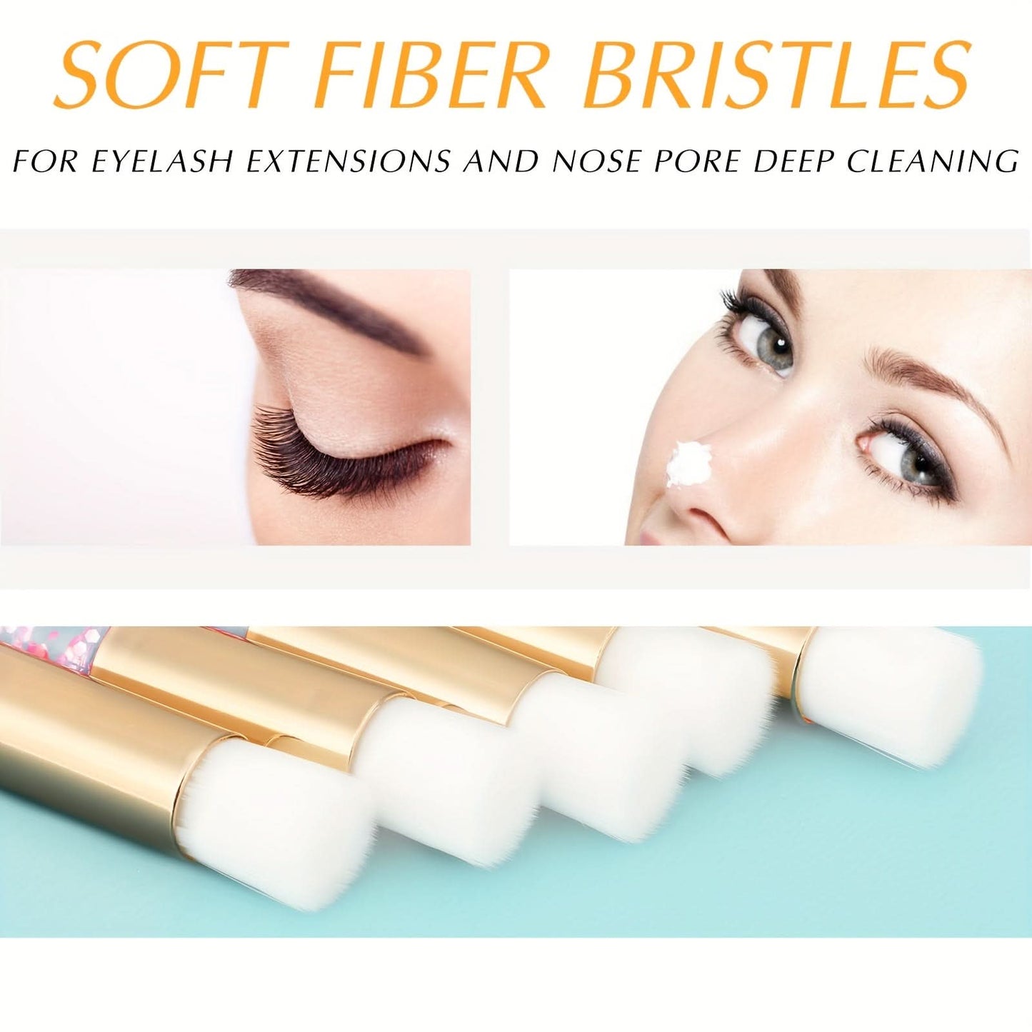 80pcs Lash Shampoo Brushes with Container – Pink Eyelash Cleaning Brushes