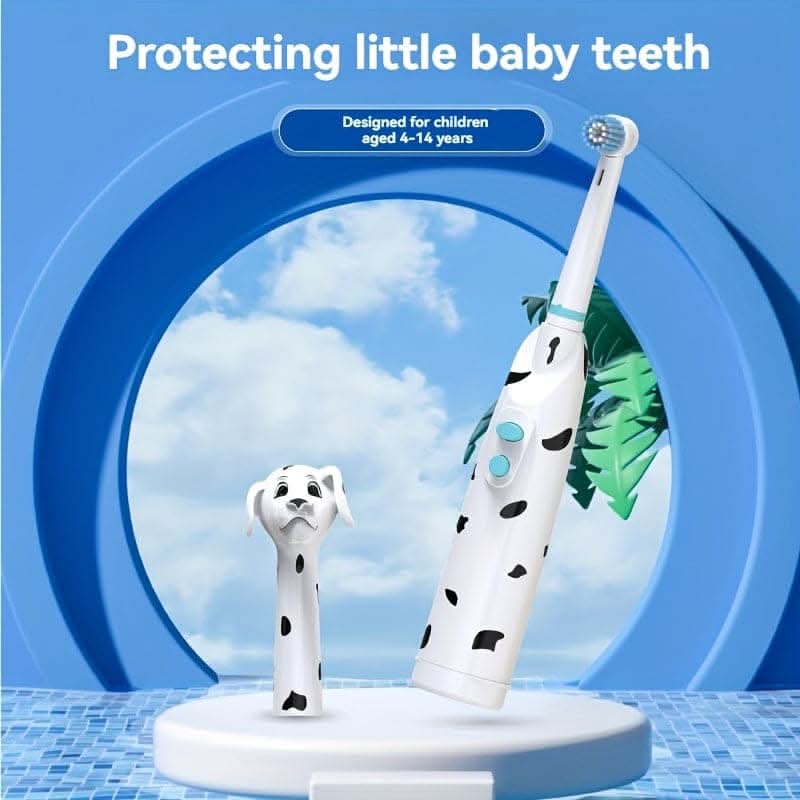 Cartoon Character Electric Toothbrush for Kids – Battery Powered, Soft Bristles