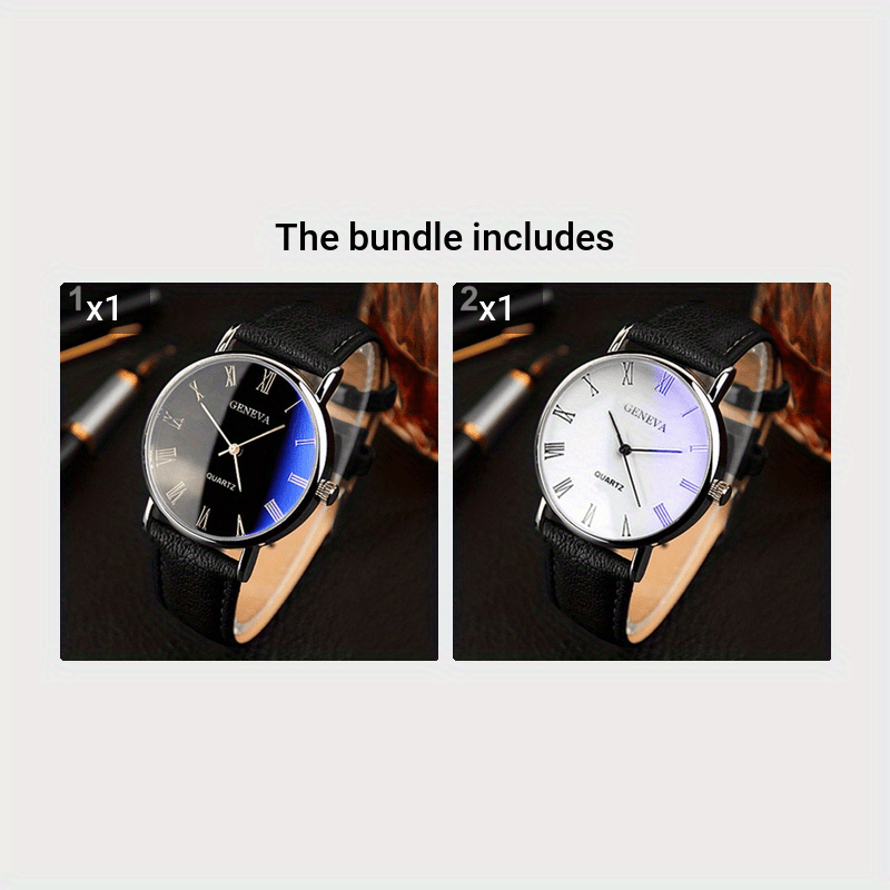 Men's Quartz Watch – Roman Numerals & PU Leather Strap