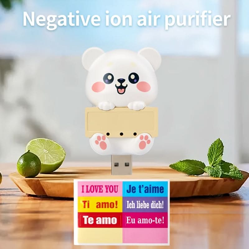 Cute Animal USB Car Air Purifier – Negative Ion Odor Eliminator