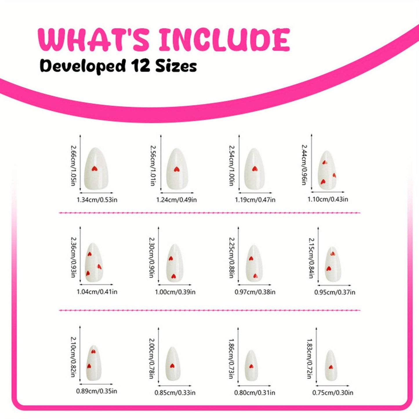 24 Pcs Almond-Shaped Press-On Nails – Medium Length Glue-On Fake Nails