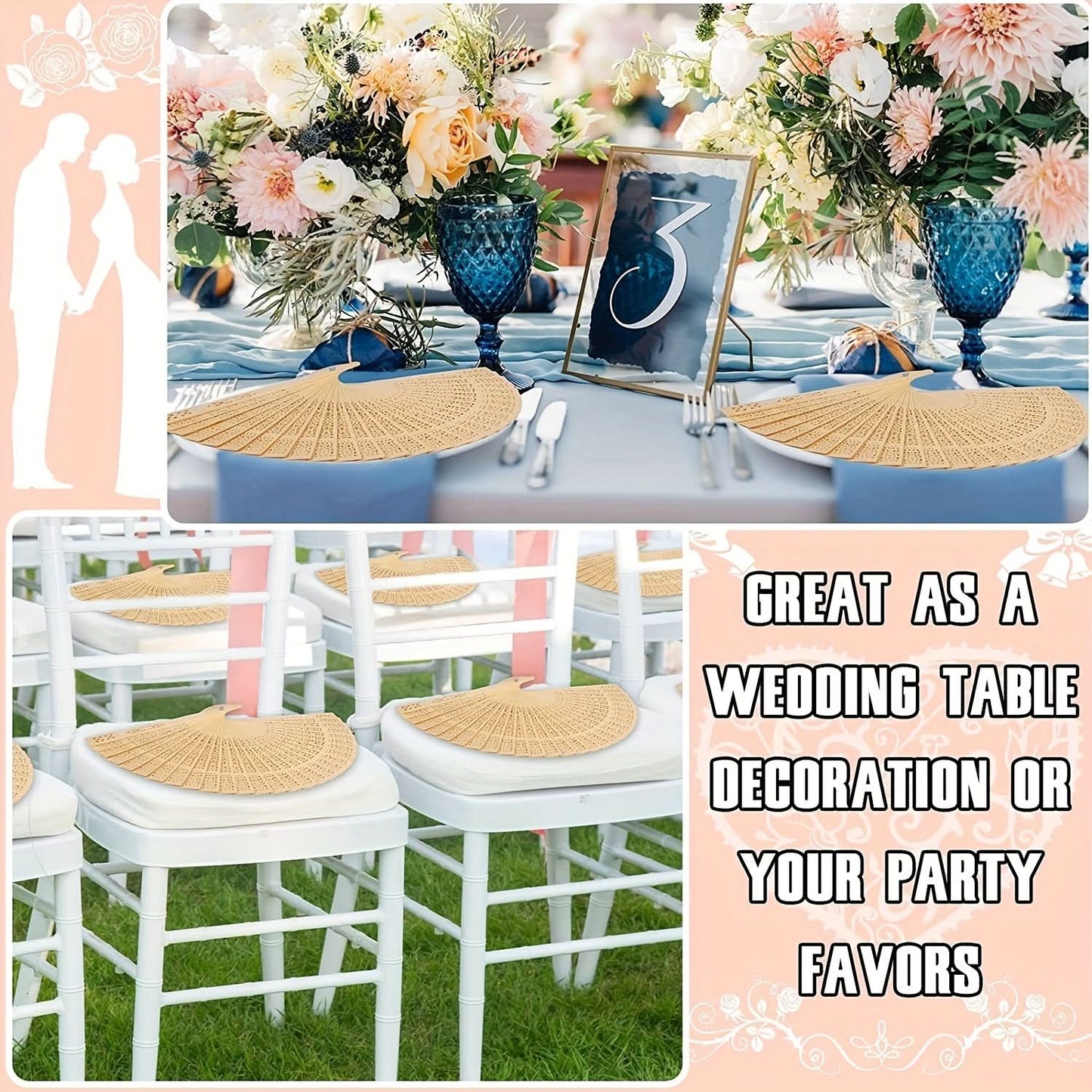 Elegant Wooden Hand Fans – Wedding Favors