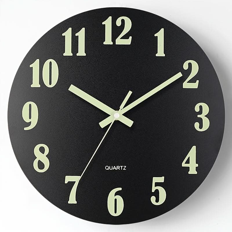 12-Inch Silent Glow-in-the-Dark Wooden Wall Clock