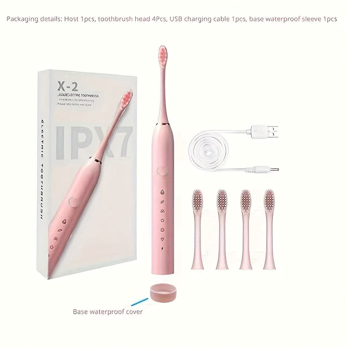 Rechargeable USB Electric Toothbrush – 4/8 Replacement Heads