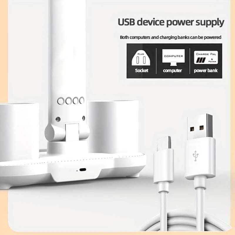 Adjustable LED Desk Lamp with Fan & Touch Control