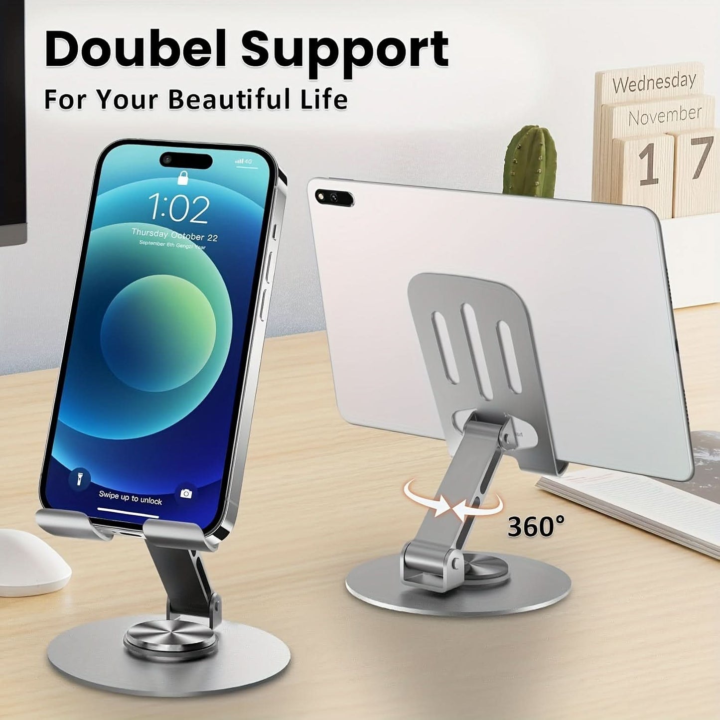 360-Degree Rotating Foldable Phone Stand – Adjustable Height
